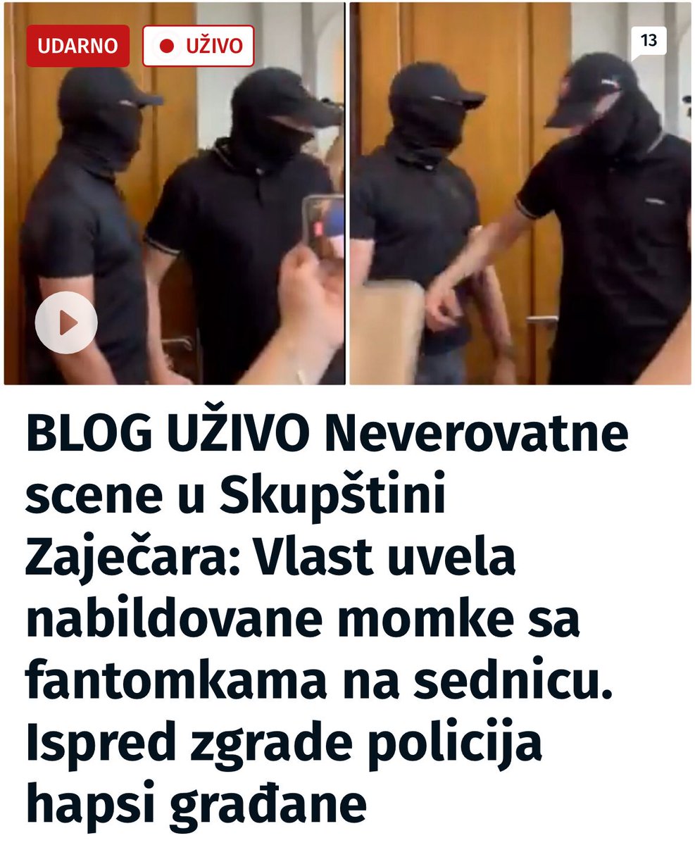 Maskirani batinaši usred skupštine grada Zaječara. Legalno izabrani odbornici se zastrašuju, gradjani ponižavaju i hapse. Režim javno sprovodi teror, jer pravne  države više nema. Šta je sledeće da nam u kuće ulaze ?!