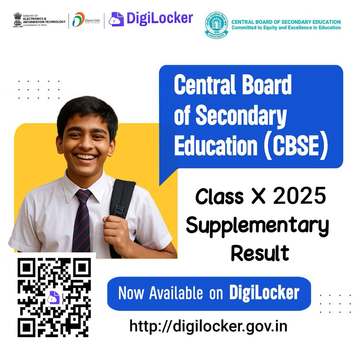 digilocker_ind's tweet image. Attention CBSE Class X Students!
Your Supplementary Result 2025 is now live on #DigiLocker! Access your result instantly, securely, and paper-free - anytime, anywhere.
Log in now: digilocker.gov.in
#CBSE #class10 #results #DigitalIndia