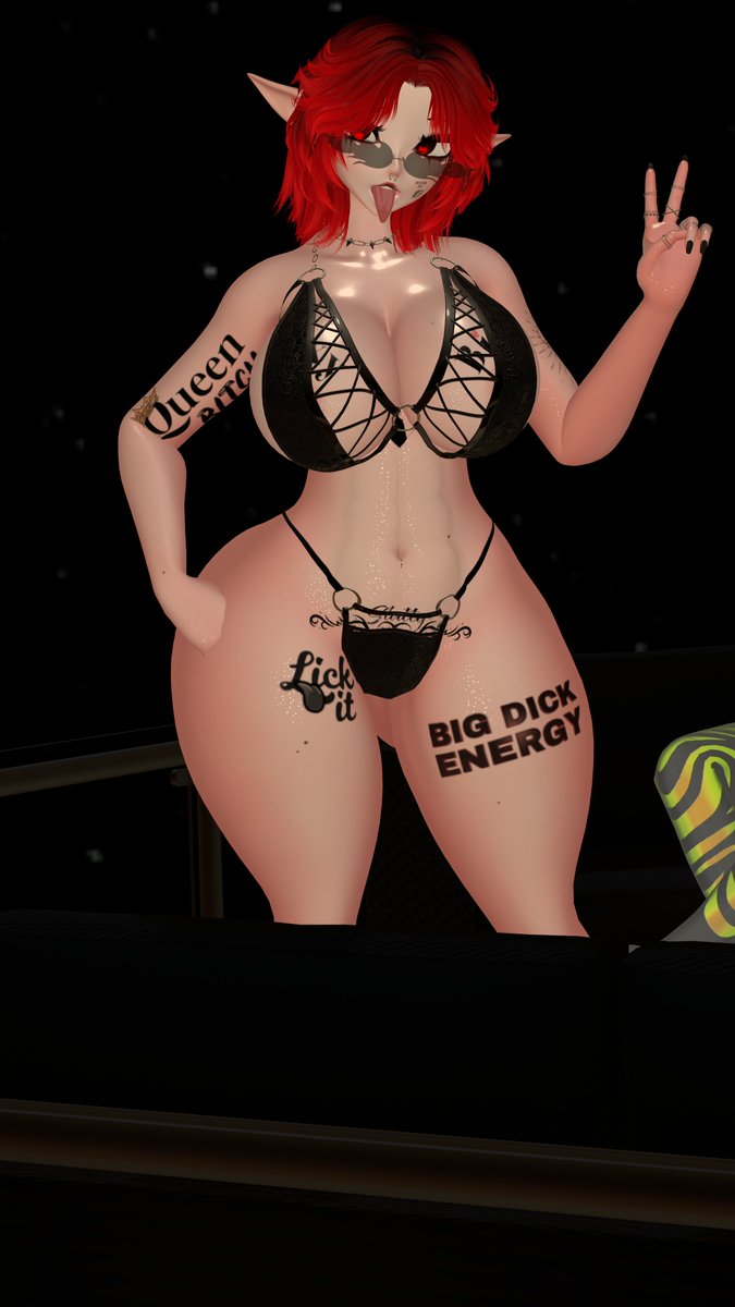 Say hello to Scarlet~
She’s been waiting for someone like you… let’s see if you can satisfy her high expectations.

Model/Avatar by Sleepycow (unsure what their twitter is or if they have one)
Edits by me &lt;3