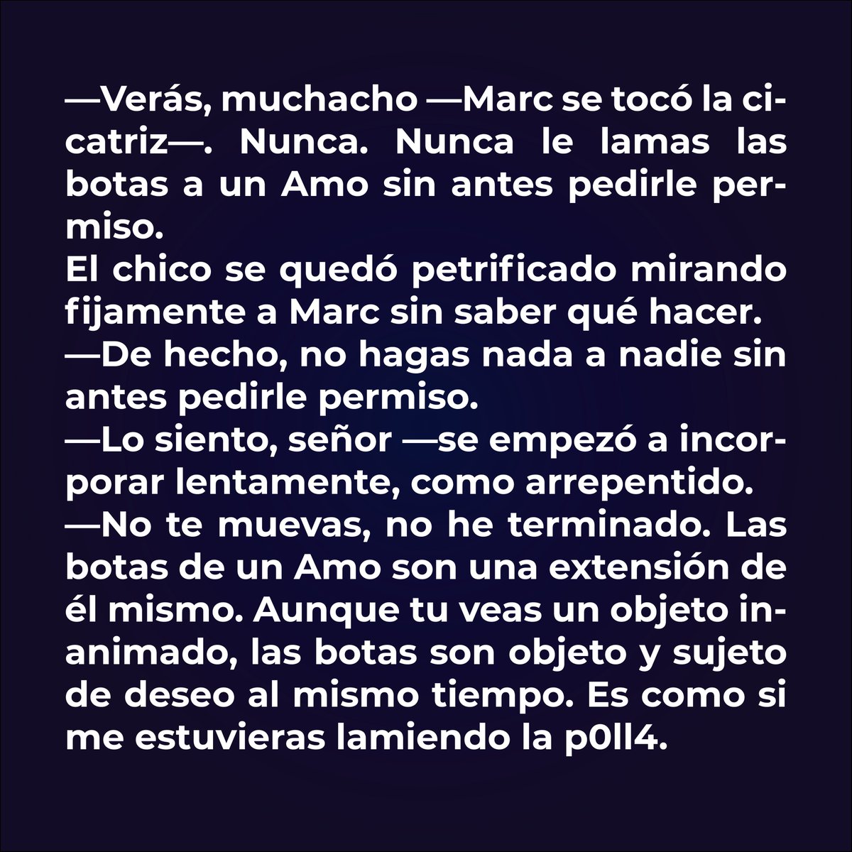 Pronto conocerás a Marc, el #AmoGay #BDSM que te mostrará el lado más fetichista y caliente de #Barcelona.

#Próximamente
#LiteraturaGay
#LiteraturaBDSM
#Septiembre
#StayTuned