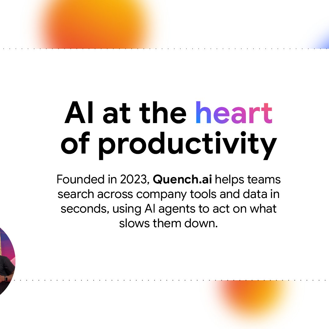 GoogleCloud_UKI's tweet photo. 🚀 @Quench_ai is a London-based startup helping teams use AI agents to speed up work, eliminate blockers &amp; take action across tools in seconds. 

Swipe through to see how they’re cutting dev time, shipping smarter &amp; scaling with less friction ⤵️