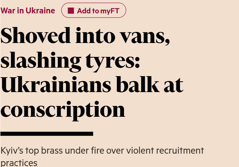 The Financial Times recently published a report on Ukraine’s mobilization problems. While the article offers a broad and insightful overview, especially for those who are not familiar with the topic, I believe some additional context can help complete the picture: