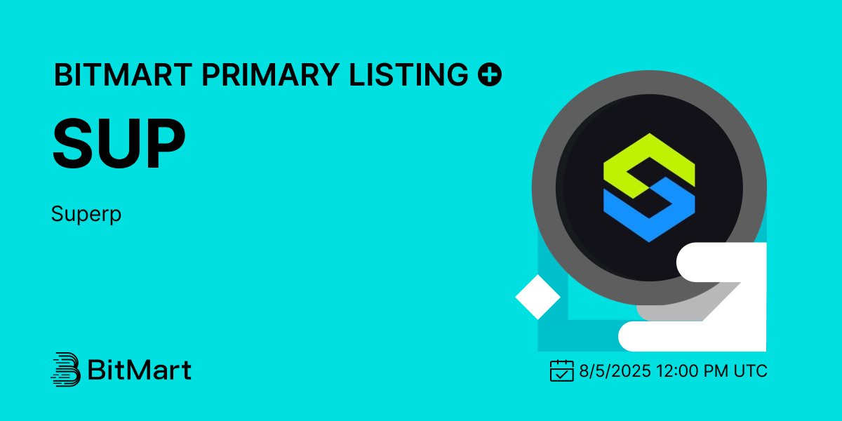 BitMartExchange's tweet photo. #BitMart announces the primary listing of Superp (SUP) @Superp_xyz🔥

Superp (formerly Vanilla Finance) is a Perp DEX for Million Tokens — Up to 10,000x Leverage.

💰Trading pair: SUP/USDT
💎Deposit: Available
💎Trading: 8/5/2025 12:00 PM UTC

Learn more: https://t.co/2HsY0nFPOx https://t.co/zO7MWwpOXm