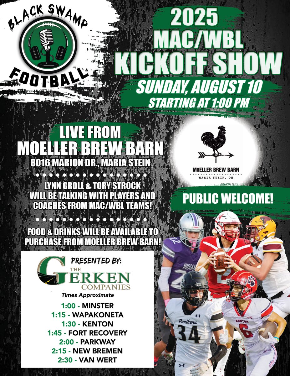 Black Swamp Football - Lynn Groll (@blackswampfb) on Twitter photo MAC/WBL Kickoff Show <a href="/midwestathletic/">MAC</a> <a href="/MACScores/">MAC Scores</a> <a href="/wblsports/">WBL</a> powered by The Gerken Companies coming up this Sunday at 1 at Moeller Brew Barn! Watch the show live at the Moeller Brew Barn or the show will be available later on our YouTube channel.
<a href="/MinsterAthletic/">Minster Athletics</a> <a href="/MinsterHSFB/">Minster Football</a> MAC/WBL Kickoff Show <a href="/midwestathletic/">MAC</a> <a href="/MACScores/">MAC Scores</a> <a href="/wblsports/">WBL</a> powered by The Gerken Companies coming up this Sunday at 1 at Moeller Brew Barn! Watch the show live at the Moeller Brew Barn or the show will be available later on our YouTube channel.
<a href="/MinsterAthletic/">Minster Athletics</a> <a href="/MinsterHSFB/">Minster Football</a>