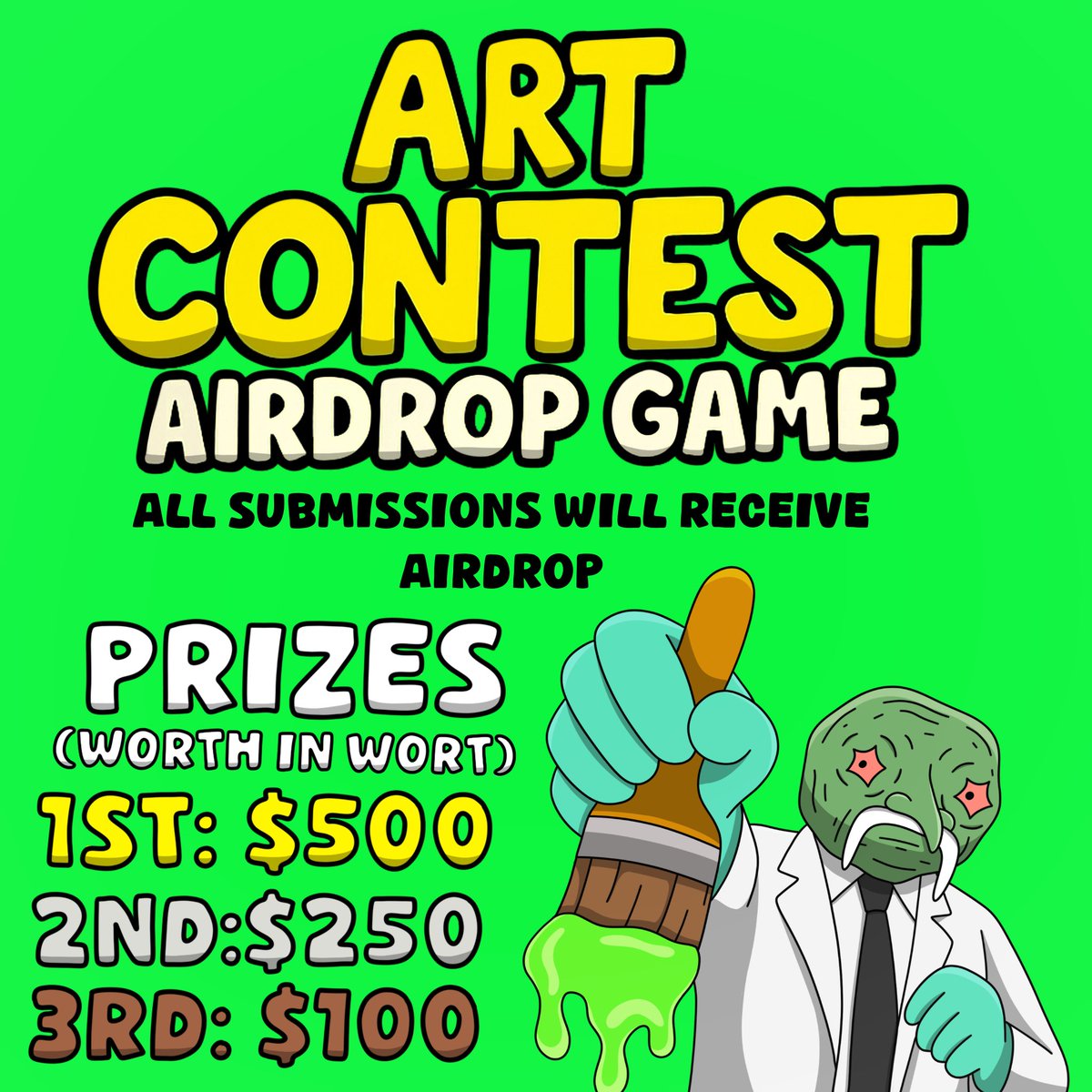🖼️ ART CONTEST 🖼️ 

DRAW YOUR BEST WORT USING THE TEMPLATE BELOW! 

OPEN TO ANYONE AND EVERYONE!
🍄 💫 

Post your submissions in our giveaway entries channel located in our discord. 

discord.gg/worthub

#Cardano #giveaway #artgiveaway #memecoin #Art #crypto