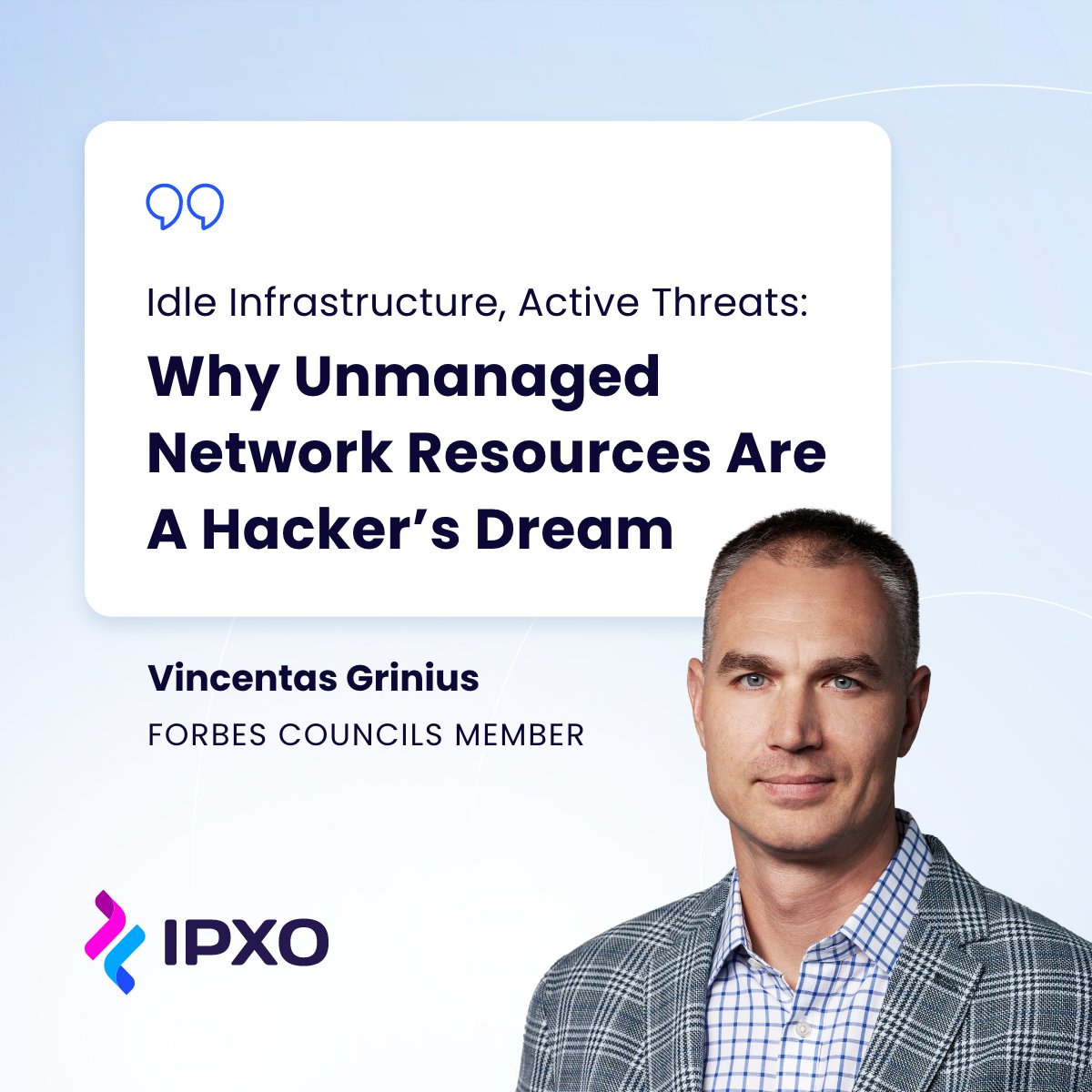 In his latest <a href="/Forbes/">Forbes</a> article, <a href="/IPXOcom/">IPXO</a>  Co-Founder Vincentas Grinius explains how unused IPv4 blocks are becoming easy targets for cybercriminals.

Read the full article to find out how to secure your network:
🔗 forbes.com/councils/forbe… 

#IPv4 #Forbes #ForbesTechCouncil