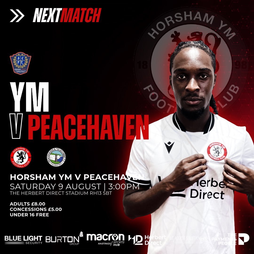 Horsham YMCA FC (@horshamymcafc) on Twitter photo YM are back in action on Saturday as we host <a href="/PT_FC/">Peacehaven & Telscombe Football Club</a> at The <a href="/HerbertDirect/">Herbert Direct Ltd</a> stadium to kick off 25/26 <a href="/TheSCFL/">Premier Sports The SCFL</a> season
YM v Peacehaven
Saturday 9 August | 3:00pm KO
RH13 5BT YM are back in action on Saturday as we host <a href="/PT_FC/">Peacehaven & Telscombe Football Club</a> at The <a href="/HerbertDirect/">Herbert Direct Ltd</a> stadium to kick off 25/26 <a href="/TheSCFL/">Premier Sports The SCFL</a> season
YM v Peacehaven
Saturday 9 August | 3:00pm KO
RH13 5BT