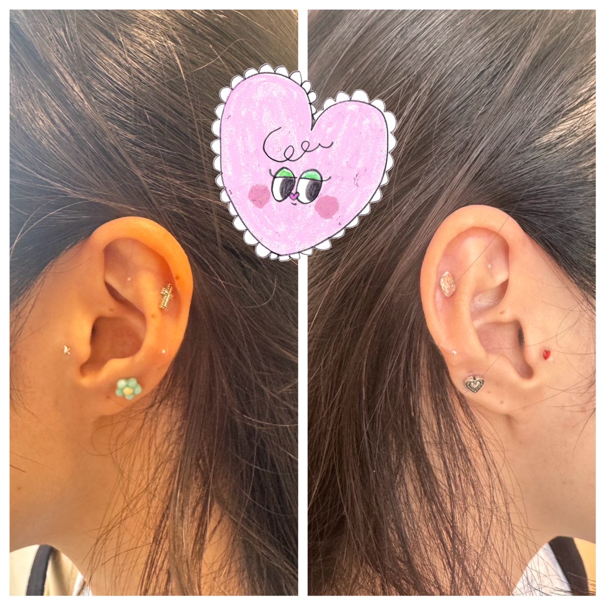 dk_nohana's tweet image. ずっと気になってた耳ツボジュエリーを愛ちゃんにやってもらいました👂❣️
かわいい嬉しい！そして私ほぼ健康💪笑
あとは、久しぶりすぎてひたすら喋ってました🤣💗