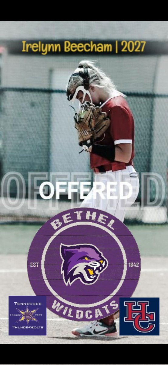 I am very thankful. I'd like to thank Coach <a href="/scraigmassey/">Craig Massey</a> and his staff for the offer! <a href="/BethelUniv/">Bethel University</a> <a href="/BethelUSB/">B</a> <a href="/BUWildcats/">Bethel Athletics</a> <a href="/tnbolts2027west/">Tennessee Thunderbolts Premier 2027</a> <a href="/HenryCoSoftball/">Lady Patriots Softball</a> <a href="/MaxPreps/">MaxPreps</a> <a href="/PrepSoftball/">Prep Softball 🥎</a> <a href="/LineDsoftball/">Line Drive Media</a> <a href="/LegacyLegendsS1/">Legacy & Legends Softball</a> <a href="/ExtraInningSB/">EXTRA INNING SOFTBALL</a>