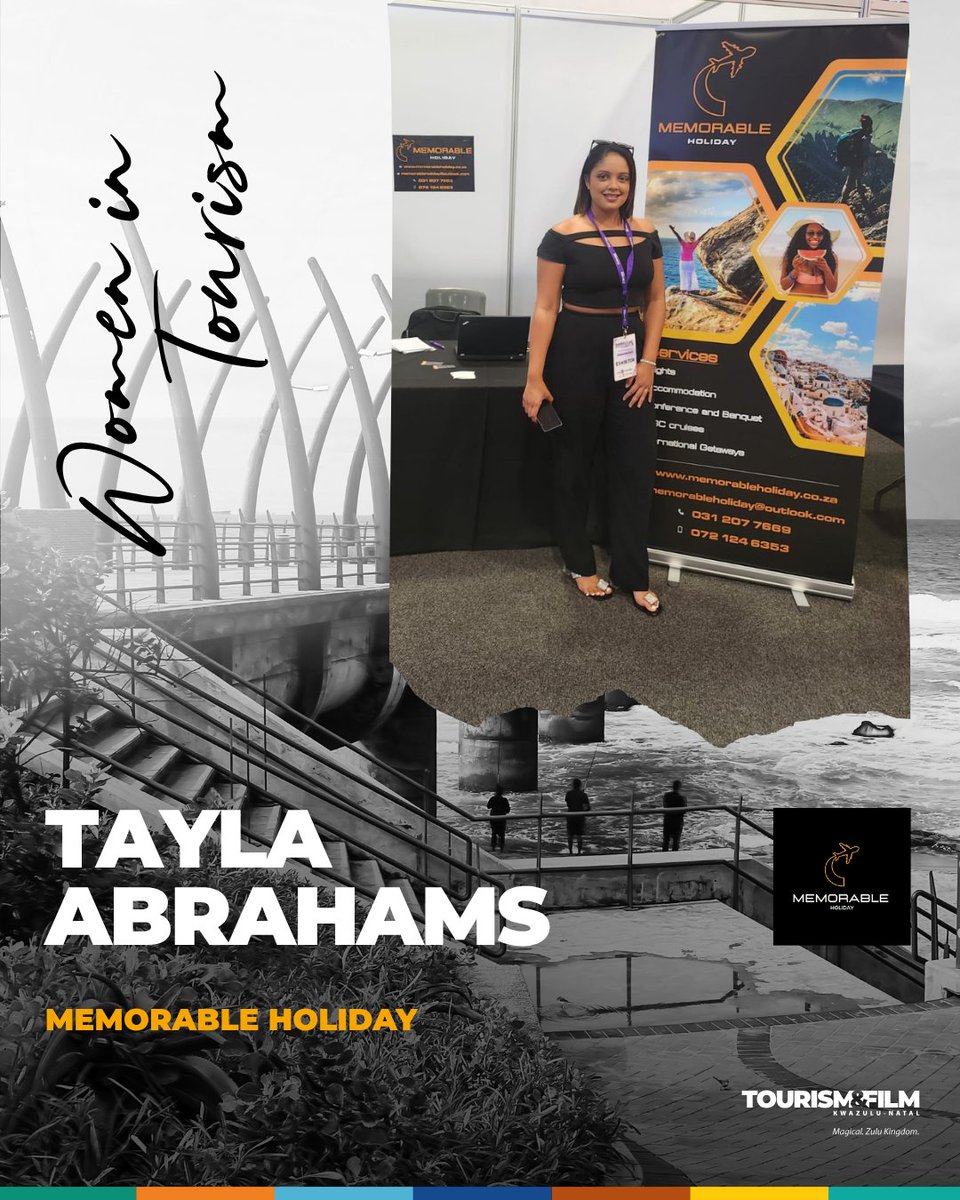 #KZNWomenInTourism: Tayla Abrahams
Meet Tayla Abrahams, founder of Memorable Holiday – a proudly KZN-based travel agency offering curated accommodation and flight packages across the province. 

With Tayla at the helm, every trip becomes a Memorable Holiday.