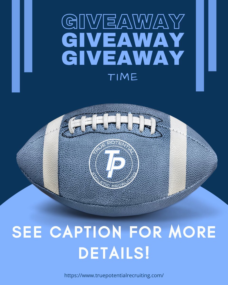 True Potential Athletic Recruiting (@truepotentialar) on Twitter photo 🚨 GIVEAWAY ALERT 🚨
Want to play college football? I’m giving away a FREE 30 minute consultation call & access to our Target School Report!🏈
To enter:
✅ Like this post
✅ Follow <a href="/TruePotentialAR/">True Potential Athletic Recruiting</a>
✅ Repost
Winner announced August 10th! #GetRecruited #FootballGiveaway 🚨 GIVEAWAY ALERT 🚨
Want to play college football? I’m giving away a FREE 30 minute consultation call & access to our Target School Report!🏈
To enter:
✅ Like this post
✅ Follow <a href="/TruePotentialAR/">True Potential Athletic Recruiting</a>
✅ Repost
Winner announced August 10th! #GetRecruited #FootballGiveaway