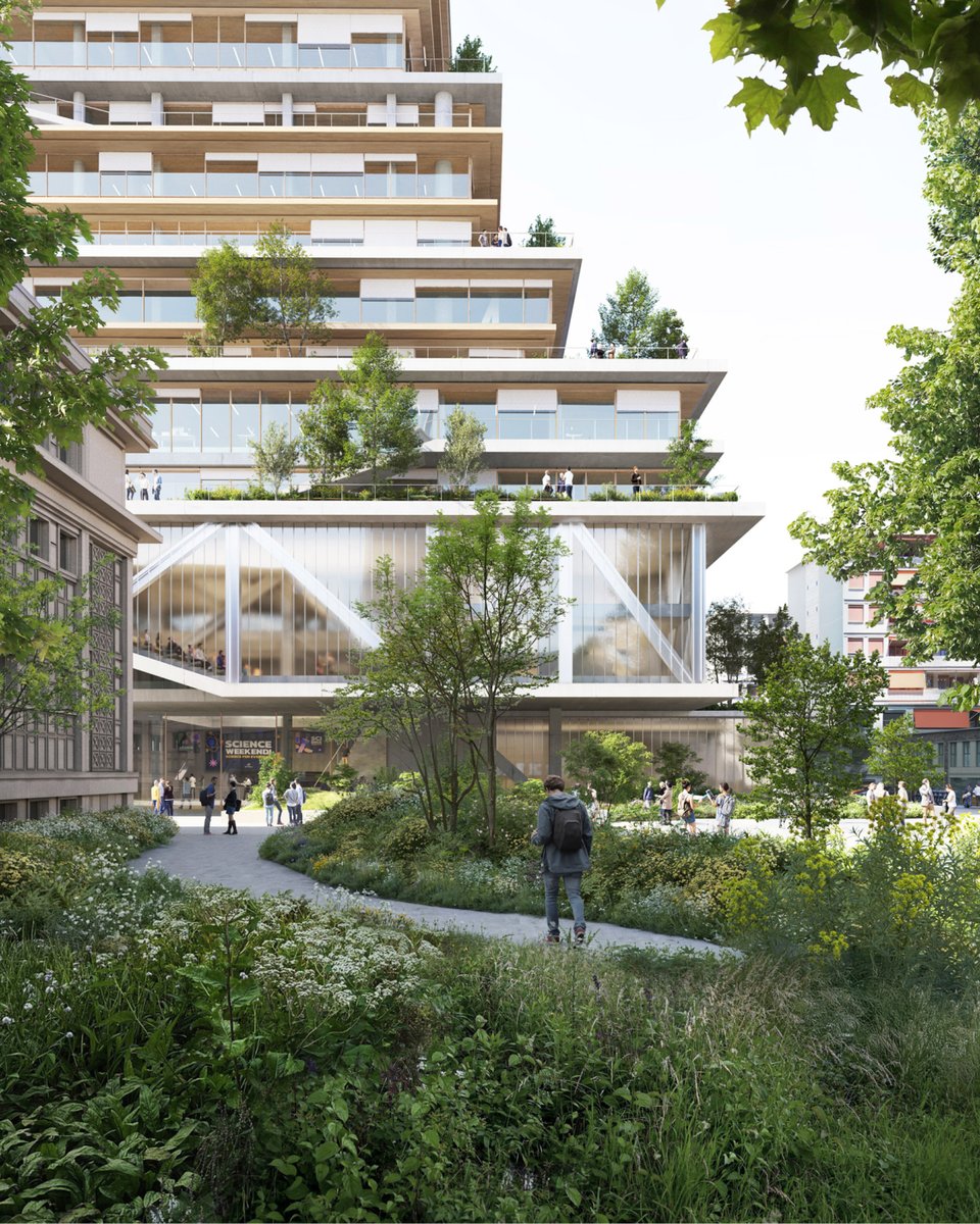MASSLAB_PT's tweet image. We believe that building for the future starts with structural intelligence. Our proposal for the new Mathematics and Physics Centre in Geneva uses a hybrid system — timber, concrete, and steel — to enable flexible spaces and long-term efficiency. Check the project on our website