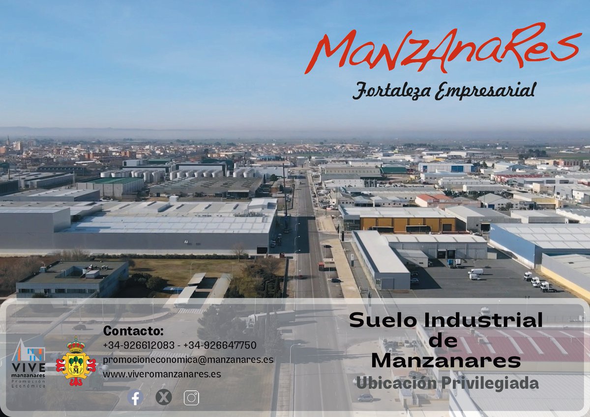 🚀¿Estás buscando un lugar donde ubicar tu empresa?
📍 ¡Manzanares es la mejor opción!:
✅ Ubicación estratégica en el centro de España
✅ Suelo industrial asequible
✉️promocioneconomica@manzanares.es 
☎️ 926612083
🌐 viveromanzanares.com
#Manzanares #FortalezaEmpresarial