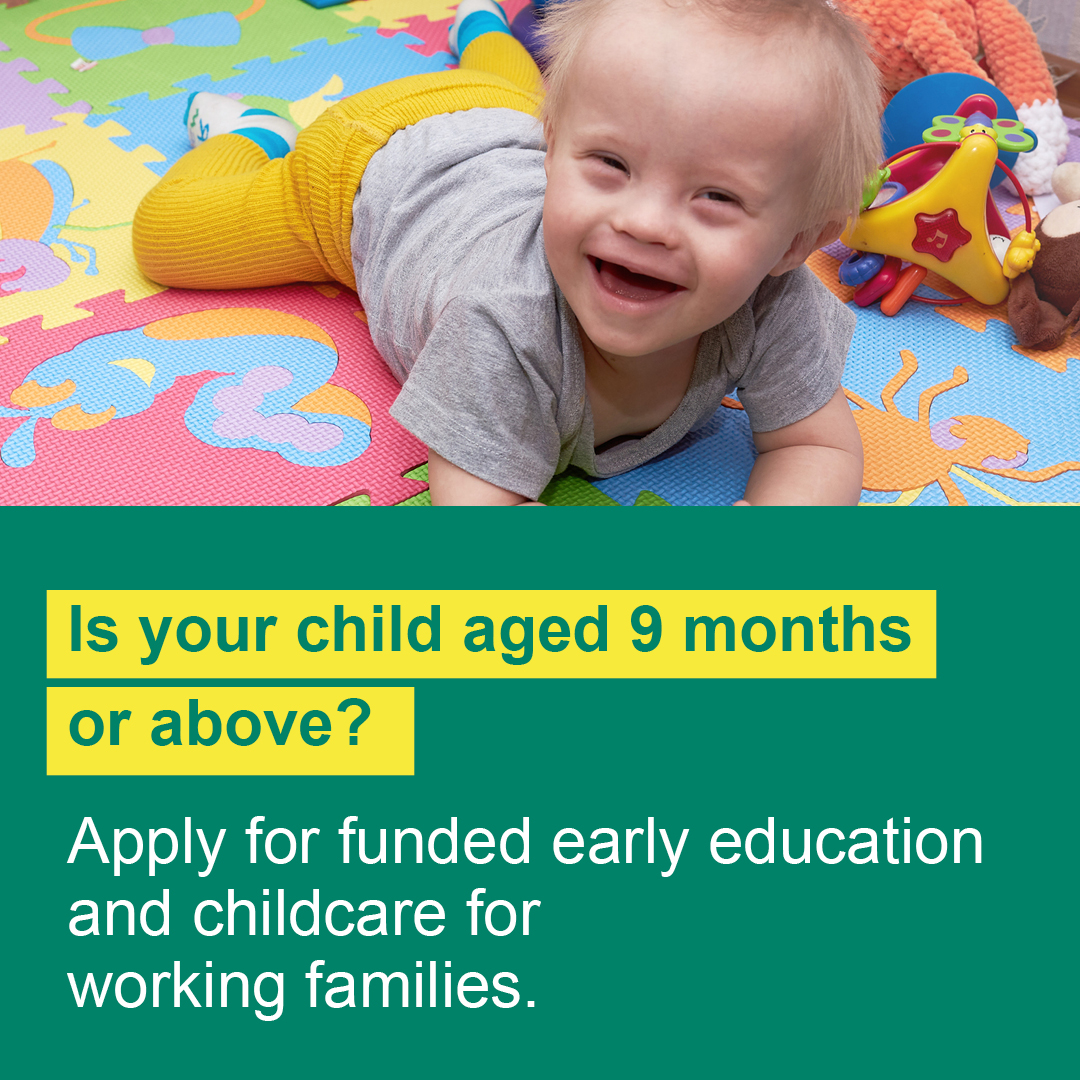 Funded early education &amp; childcare is expanding.

From September, eligible working parents of a child aged 9 months or above can receive up to 30 hours of funded early education over 38 weeks of the year.

Apply for or reconfirm your code before 31 August: orlo.uk/Dqgz1