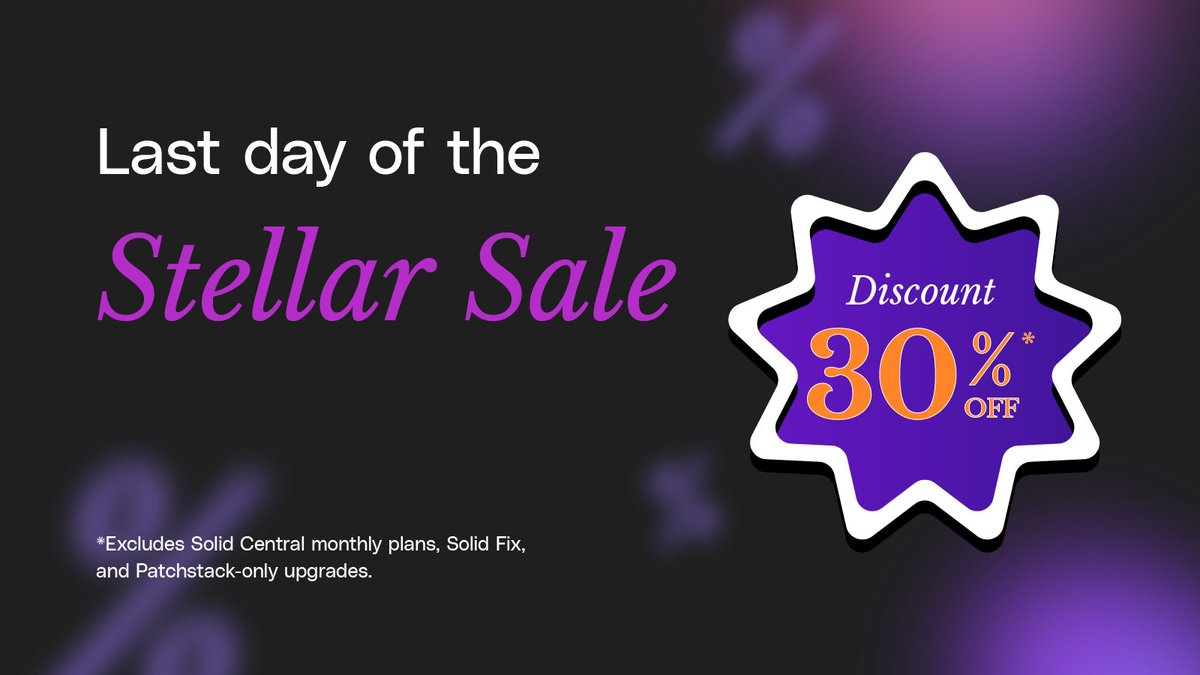 Final hours! Our Stellar Sale for 30% off annual SolidWP plans, including Solid Suite, ends tonight at 11:59 PM ET. Don't miss this chance to secure your WordPress sites with dependable tools. 
🔗 solidwp.com/stellar-sale 
#SolidWP #LastChance #WordPressSecurity #SaleEndsSoon
