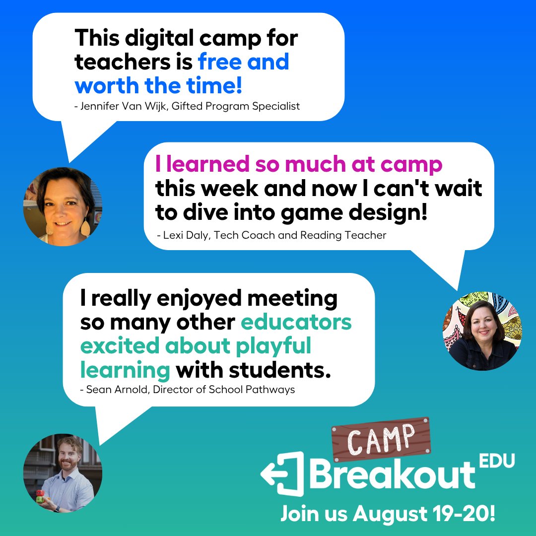 Camp Breakout EDU is a free webinar series packed with fresh ideas, creative tools, and ready-to-use strategies to energize your classroom this fall.

Kickstart your back-to-school prep and sign up for the August session!

➡️ brkedu.com/camp
