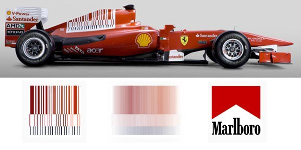 F1은 옛날부터 담배 회사 광고를 많이 했었는데, 2006년 fia에서 담배 회사 광고를 막아버림. 그럼에도 불구하고 포기 못한 담배 회사들은 (엪원 마케팅으로 벌어들이는 돈이 어마어마 했었다고 함) 로고를 바코드 형식으로 찍어서 빠르게 달리면 보이게 했다고... 진짜 마케팅 천재들 아닌가 싶다