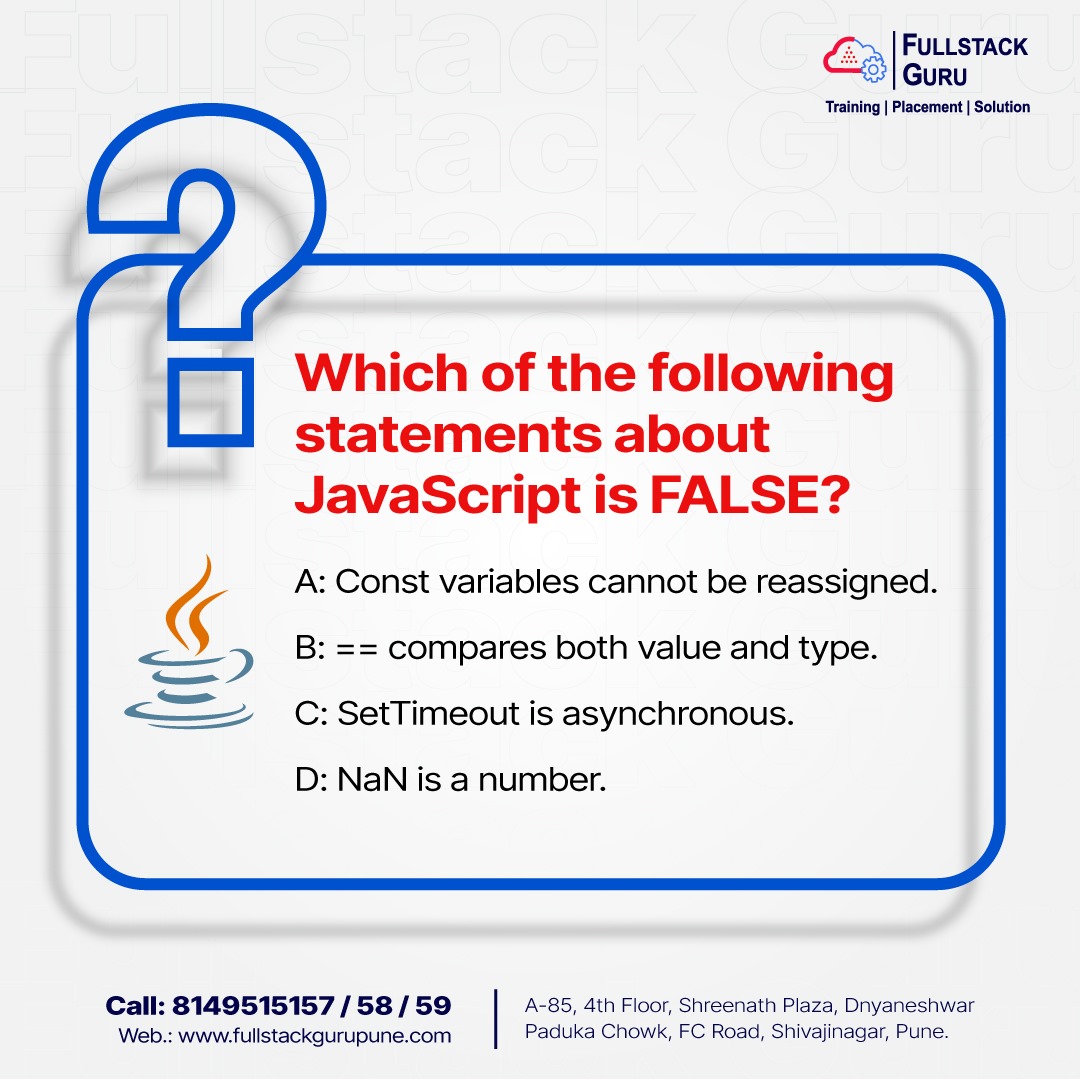 FullStackGuru1's tweet image. Spot the lie in these JavaScript facts! 🤯
A, B, C or D? Tell us in the comments! 👇
#quiz #javascript #javascriptlearning #htmlcssjs #javascriptdeveloper #learnprogramming #programminghumor #webprogramming #computerprogramming #javascripting #javascripts #programmerhumor