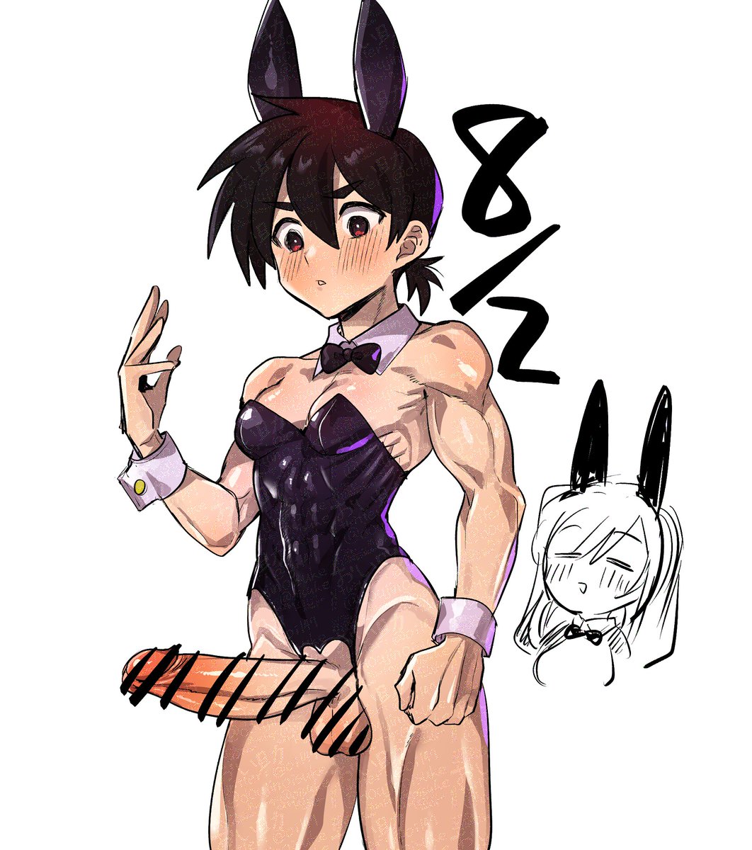 ラミアの彼女にどうしてもとお願いされてバニーを着るボーイッシュふたなりちゃんの絵 