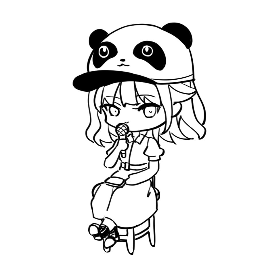 画了kdhr戴🐼帽子，真的太可爱了，而且活动的时候，因为椅子太高了脚够不到地所以摆来摆去的也特别可爱~