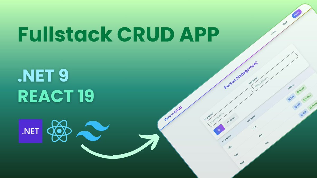 Learn to build a fullstack CRUD app with dotnet and react js
youtu.be/qcczkv-Hz5c

#aspnetcore #dotnet #csharp #reactjs