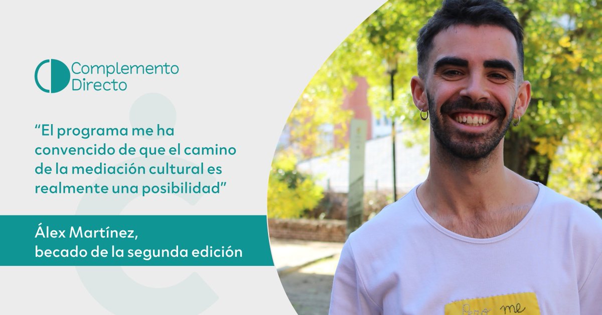 fdnc_es's tweet photo. 🎨 ¿Te gustaría ser mediador cultural?

“El programa me ha convencido de que el camino de la mediación cultural es realmente una posibilidad”, Álex Martínez, becado de la segunda edición de #ComplementoDirecto.

✨ Conoce la convocatoria: https://t.co/gOX6aRQ7Lh https://t.co/pAZhwqNk8m