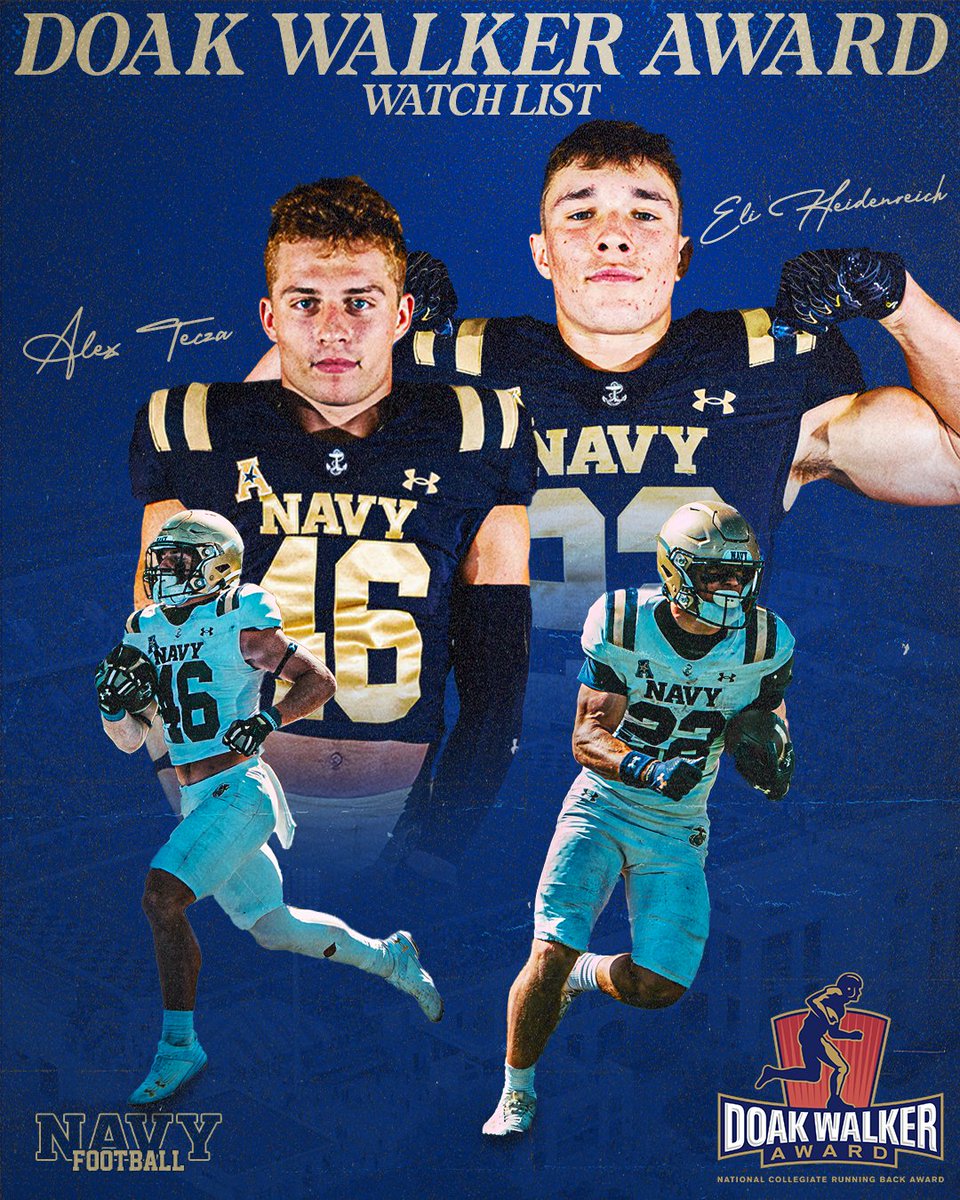 Navy Football (@navyfb) on Twitter photo Congrats to our Yinzers, Alex and Eli, for being named to the 2025 <a href="/DoakWalkerAward/">Doak Walker Award</a> watch list!
#GoNavy | #RollGoats Congrats to our Yinzers, Alex and Eli, for being named to the 2025 <a href="/DoakWalkerAward/">Doak Walker Award</a> watch list!
#GoNavy | #RollGoats
