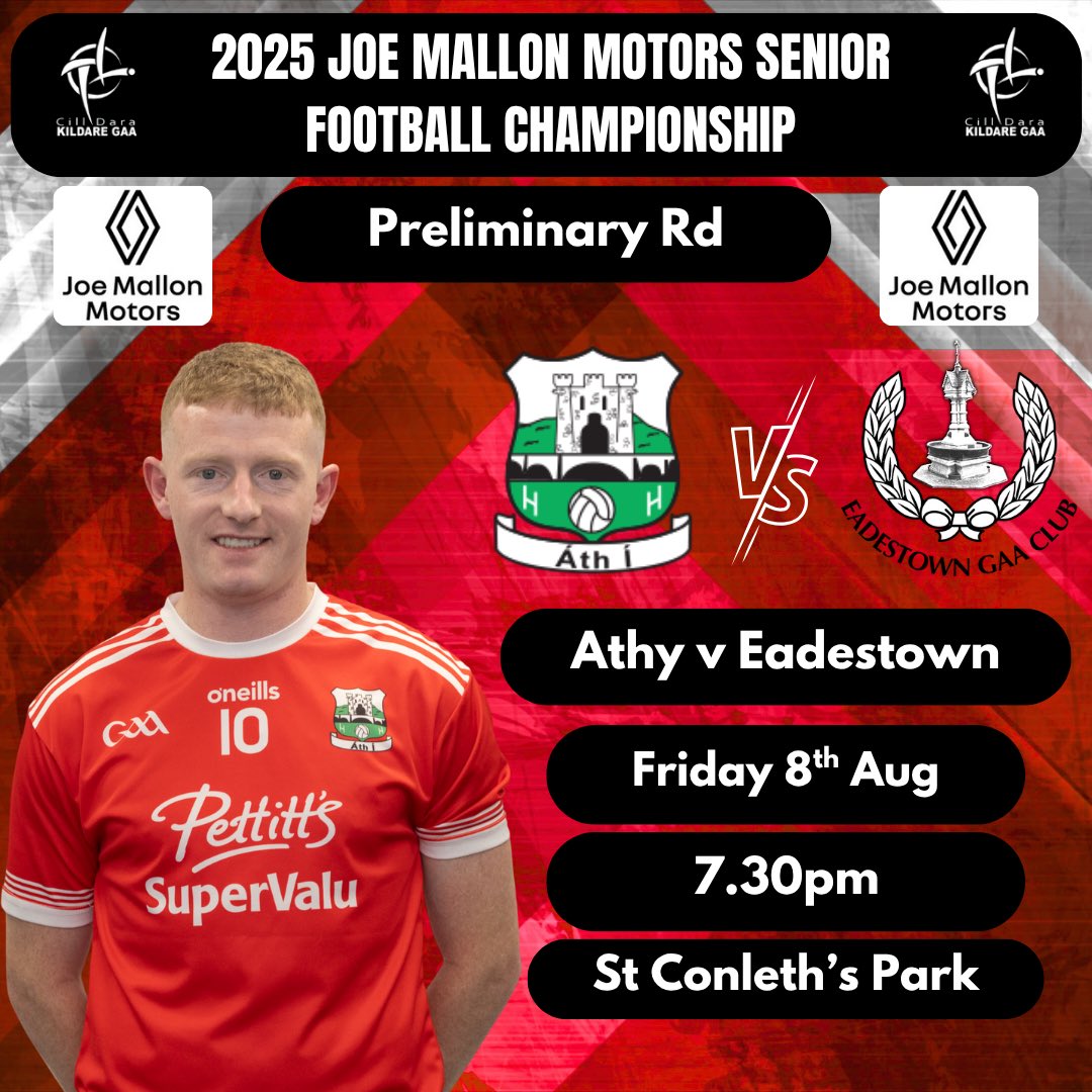 Best of luck to team and management 🔴⚪️ <a href="/KildareGAA/">Kildare GAA</a> <a href="/JoeMallonMotors/">Joe Mallon Motors</a>