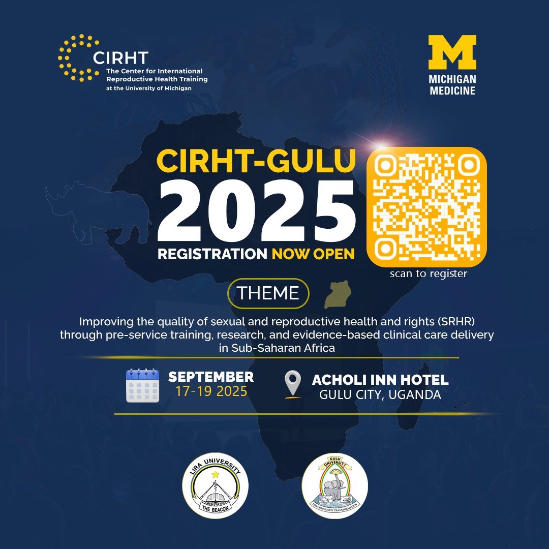 Gulu University (@guluvarsity) on Twitter photo 📣 Registration Now Open! 
Be part of the CIRHT–Gulu International Conference 2025 — a premier gathering focused on advancing reproductive health training and innovation across Africa and beyond. 🌍🩺
🗓
Dates:  17th–19th September 2025
📍 Venue:  Acholi Inn Hotel, Gulu – Uganda 📣 Registration Now Open! 
Be part of the CIRHT–Gulu International Conference 2025 — a premier gathering focused on advancing reproductive health training and innovation across Africa and beyond. 🌍🩺
🗓
Dates:  17th–19th September 2025
📍 Venue:  Acholi Inn Hotel, Gulu – Uganda