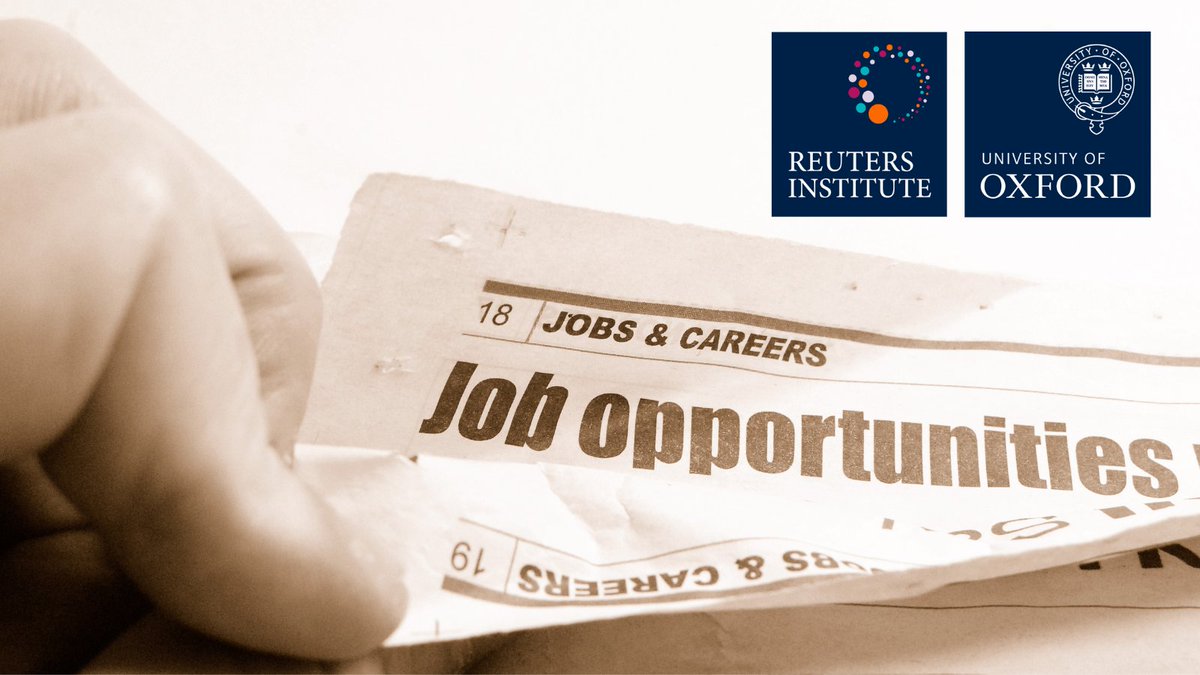 Wits Centre for Journalism (@journ_sa) on Twitter photo JOB OPPORTUNITY: <a href="/risj_oxford/">Reuters Institute</a> is looking for a Director of Journalist Programs. The successful candidate will be a recognised authority in their field, both as a senior editorial leader & as an expert with an international reputation.
🗓 Apply by 1 Sept: t.ly/yf649 JOB OPPORTUNITY: <a href="/risj_oxford/">Reuters Institute</a> is looking for a Director of Journalist Programs. The successful candidate will be a recognised authority in their field, both as a senior editorial leader & as an expert with an international reputation.
🗓 Apply by 1 Sept: t.ly/yf649
