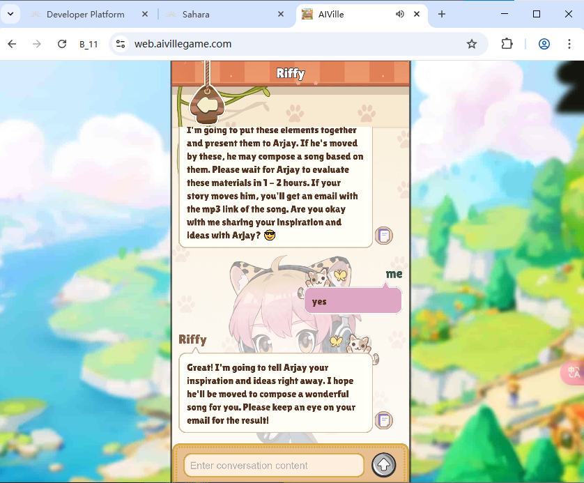 DaddieIndi's tweet photo. The AI NPCs in the game are a great way for the AI to accumulate data, update performance, align data, and share descriptions of favorite songs.@saharaai  @aivillebot https://t.co/gfQCOfuIQP