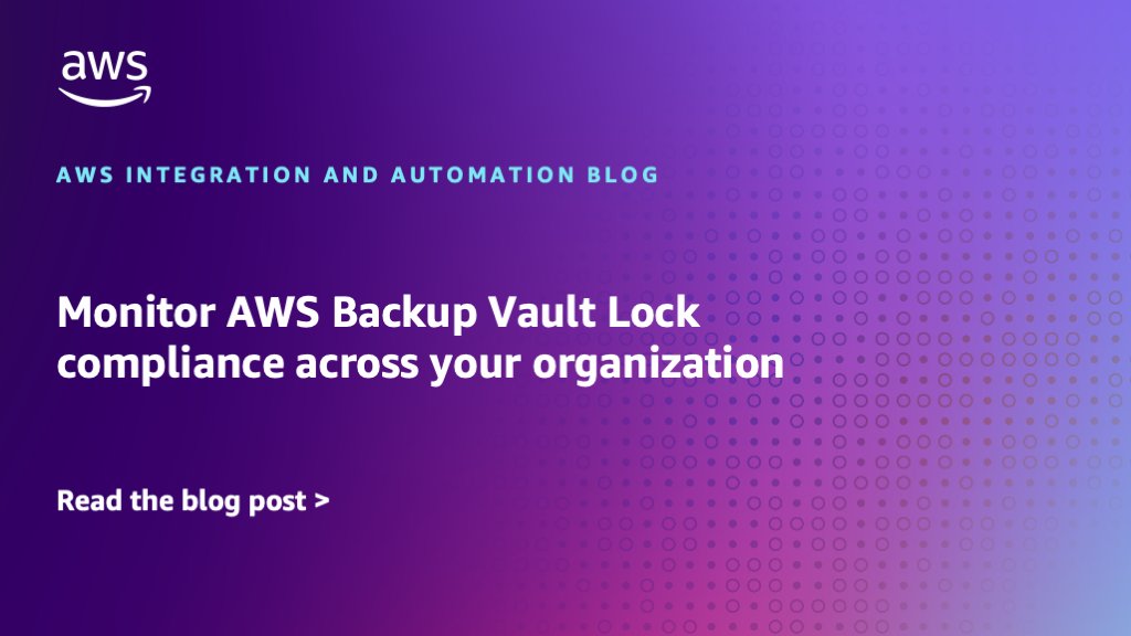 33squared's tweet image. Monitor AWS Backup Vault Lock compliance across your organization aws.amazon.com/blogs/infrastr… #AWSBackup #AWSOrganizations #TechnicalHowto