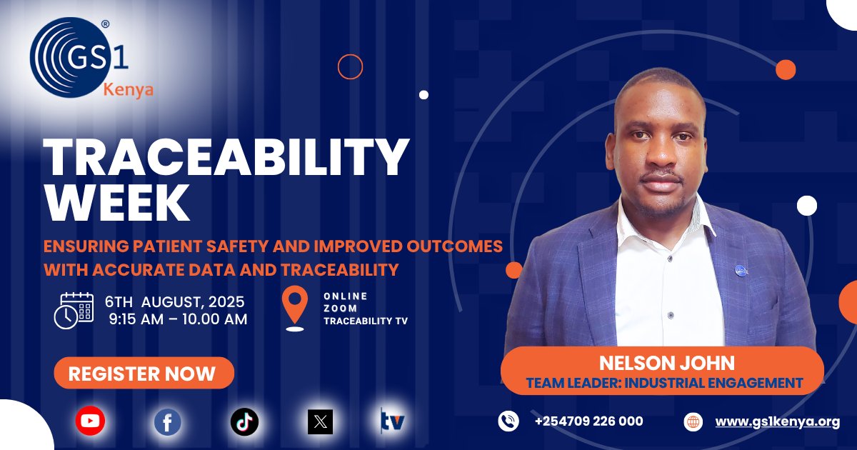 gs1Kenya's tweet image. Nelson John on healthcare traceability at #TraceabilityWeek2025!
Better tracking = safer patients ✅
Live now on Traceability TV 🎥
youtube.com/@TraceabilityTV
#GS1Kenya #PatientSafety #HealthTech #TraceabilityTV