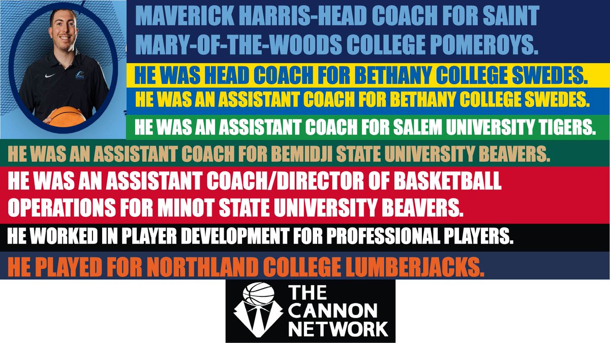 Today's <a href="/Cannon_Network/">The Cannon Network🏀</a> coach of the day on men's side is <a href="/maverickharris/">Maverick Harris</a> <a href="/TheWoodsHoops/">SMWC Men's Basketball</a>. He has had a variety of coaching roles and is now Pomeroys head coach. thecannonnetwork.com #basketball #TheCannonNetwork