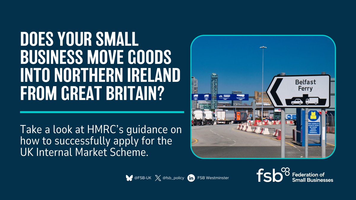 🚛 Does your small business move goods into Northern Ireland from other parts of the UK? 📦

🔎 HMRC has published guidance on how to apply for the UK Internal Market Scheme (UKIMS), including examples of best practice to help your firm successfully navigate the application