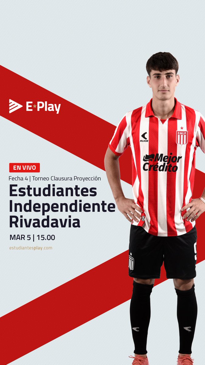 Estudiantes Play (@estudiantesplay) on Twitter photo 🔜 ¡Juega la Reserva! 🦁
🏆 #TorneoProyección - Fecha 4, Clausura
⚽️ <a href="/EdelpOficial/">Estudiantes de La Plata</a> 🆚 Independiente Rivadavia
⏰ 15:00
¡En VIVO por #EstudiantesPlay!
📲 estudiantesplay.com 🔜 ¡Juega la Reserva! 🦁
🏆 #TorneoProyección - Fecha 4, Clausura
⚽️ <a href="/EdelpOficial/">Estudiantes de La Plata</a> 🆚 Independiente Rivadavia
⏰ 15:00
¡En VIVO por #EstudiantesPlay!
📲 estudiantesplay.com