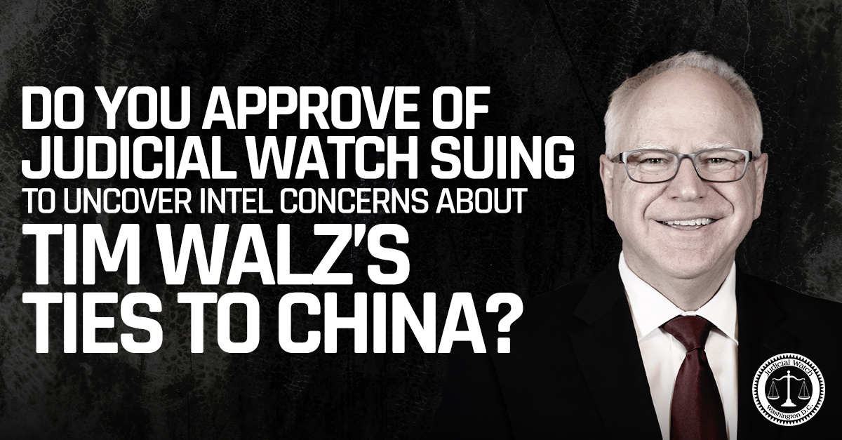 REPOST if you approve of Judicial Watch suing to uncover intel concerns about Tim Walz’s ties to China!
judicialwatch.org/investigation-…