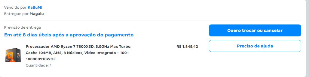 rafafrontera's tweet photo. @pcbuildwizard Mago, olha esse precinho q peguei no 7800x3d  (parcelado em 10x ainda) https://t.co/ngprfSFo99