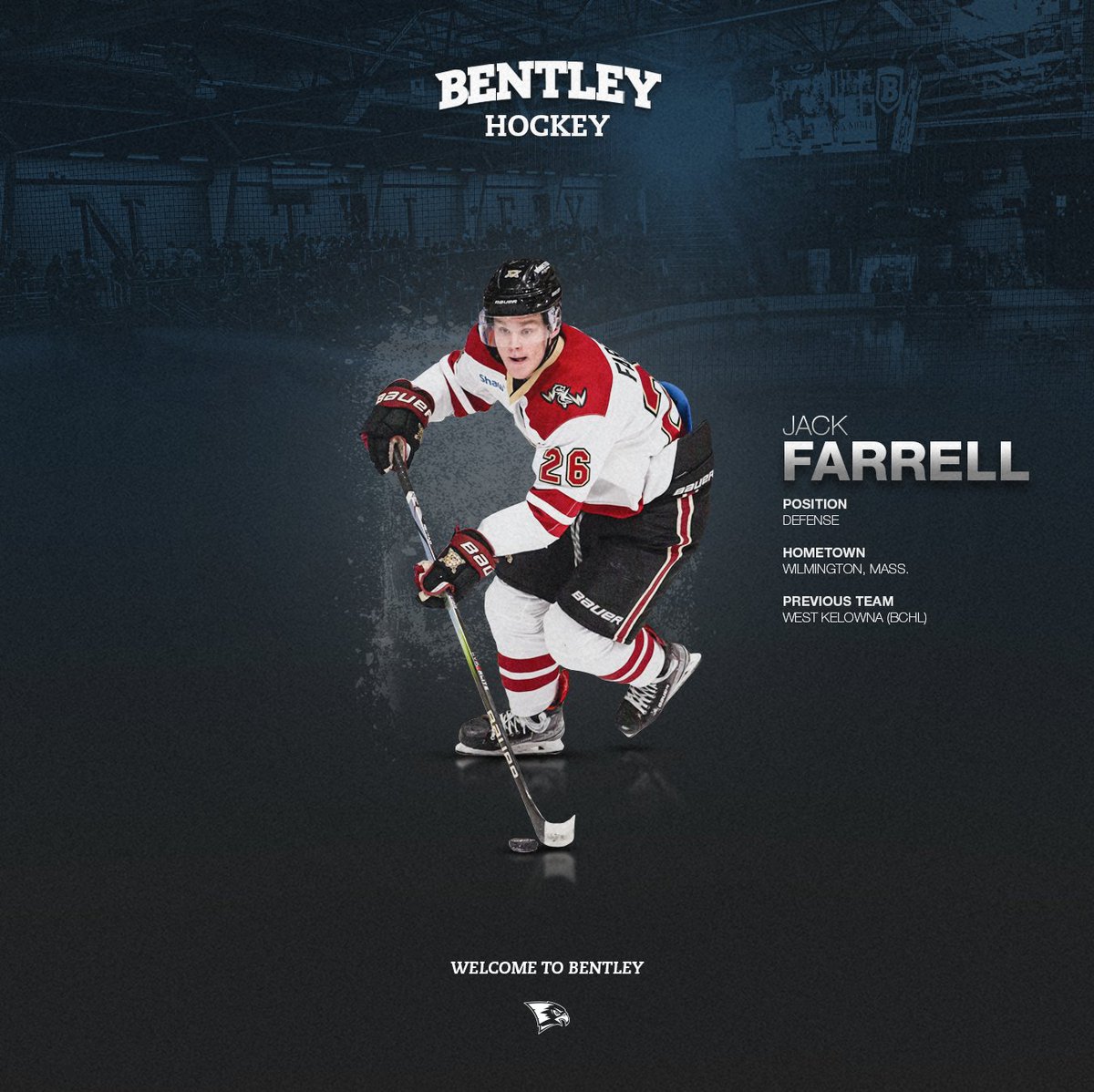 Staying close to home

Wilmington, Massachusetts native Jack Farrell comes to Bentley after two seasons in the BCHL with West Kelowna.

A defenseman, he played in 114 games and helped lead the Warriors to the BCHL playoffs both years.

Welcome Jack!