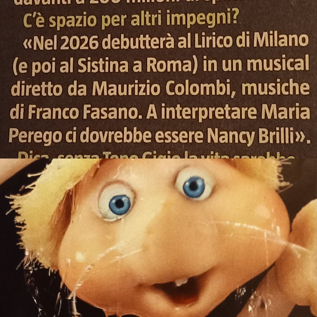 PupazziStory's tweet photo. Tutti a #teatro nel 2026! Su @tvsorrisi numero32 c'è uno scoop su #topogigio che farà un #musical a #Milano e #Roma ... il #pupazzo più amato dagli italiani dal 1959 creato da #Mariaperego interpretata da @nancybrilli #tvsorrisi #nancybrilli #tv #televisione #vip #pupazzistory https://t.co/TCKdENlPyb