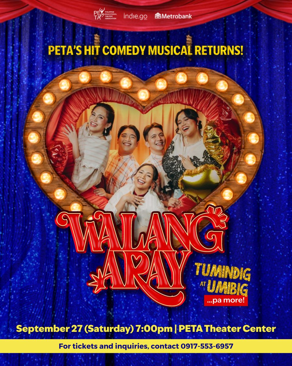 _KimRod's tweet photo. Get your #PETAWalangAray tickets from me! Selling Orchestra Side and Balcony Side tickets for the September 27, 2025 (Sat.), 7:00pm show. DM or text me for more details! ❤️‍🩹 https://t.co/LhMaQ8eAah #walangaray https://t.co/MZvInRWkdT