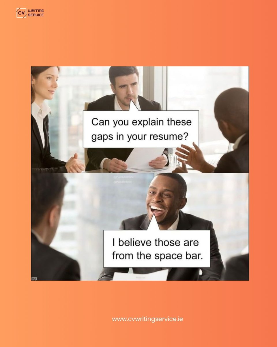 cvwriting_ie's tweet image. We’ve all been there.

But real talk, if CV gaps make you nervous, we’re here to help frame them with honesty and strategy.

If this hit too close or DM us to clean up your CV timeline!

#JobSearchHumor #CVGaps #memes #careermemes #careertips #ProfessionalWriters