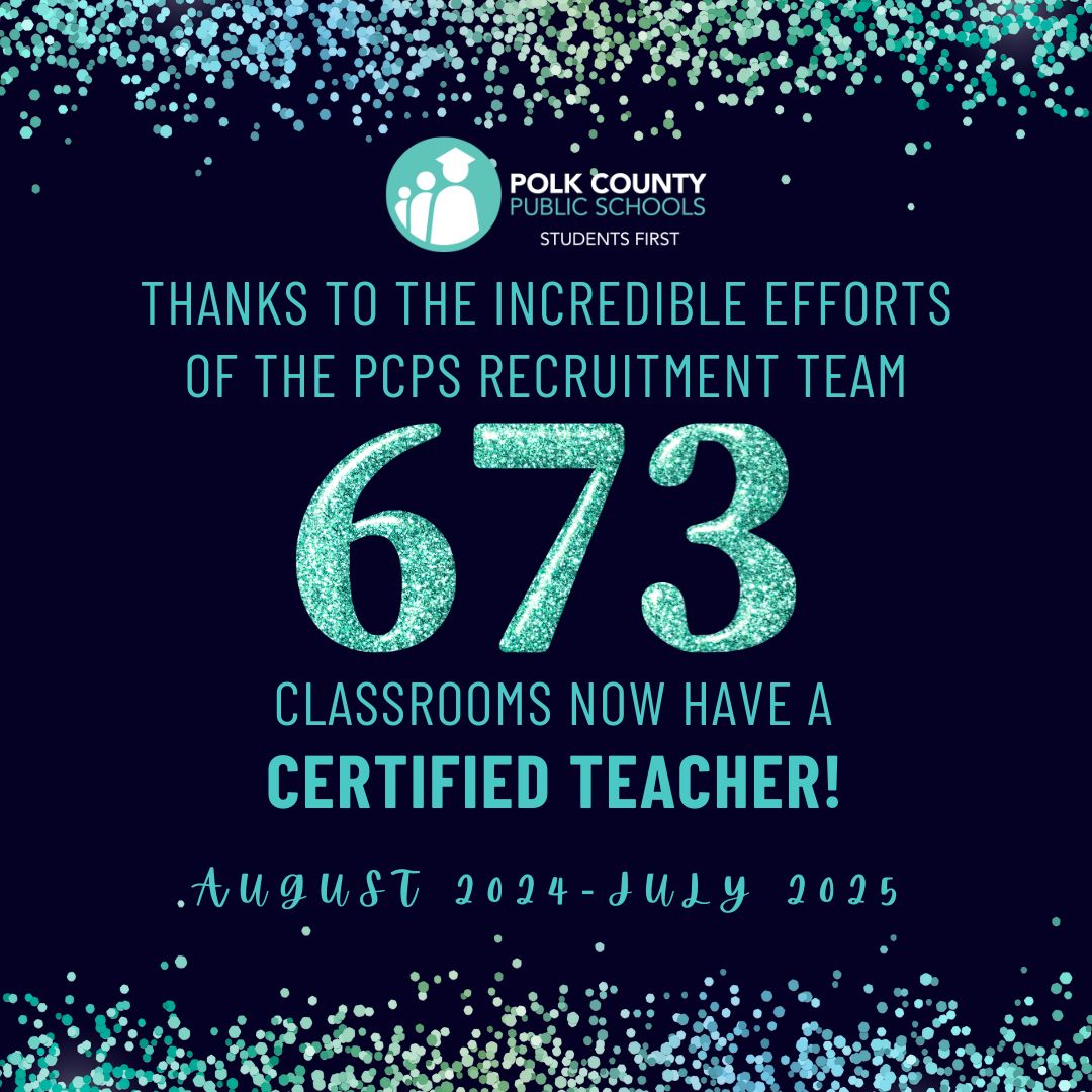 Thanks to the incredible efforts of the PCPS Recruitment Team, 673 classrooms now have a certified teacher!

This milestone means that over 14,000 students are learning from qualified educators, setting the stage for a successful school year.