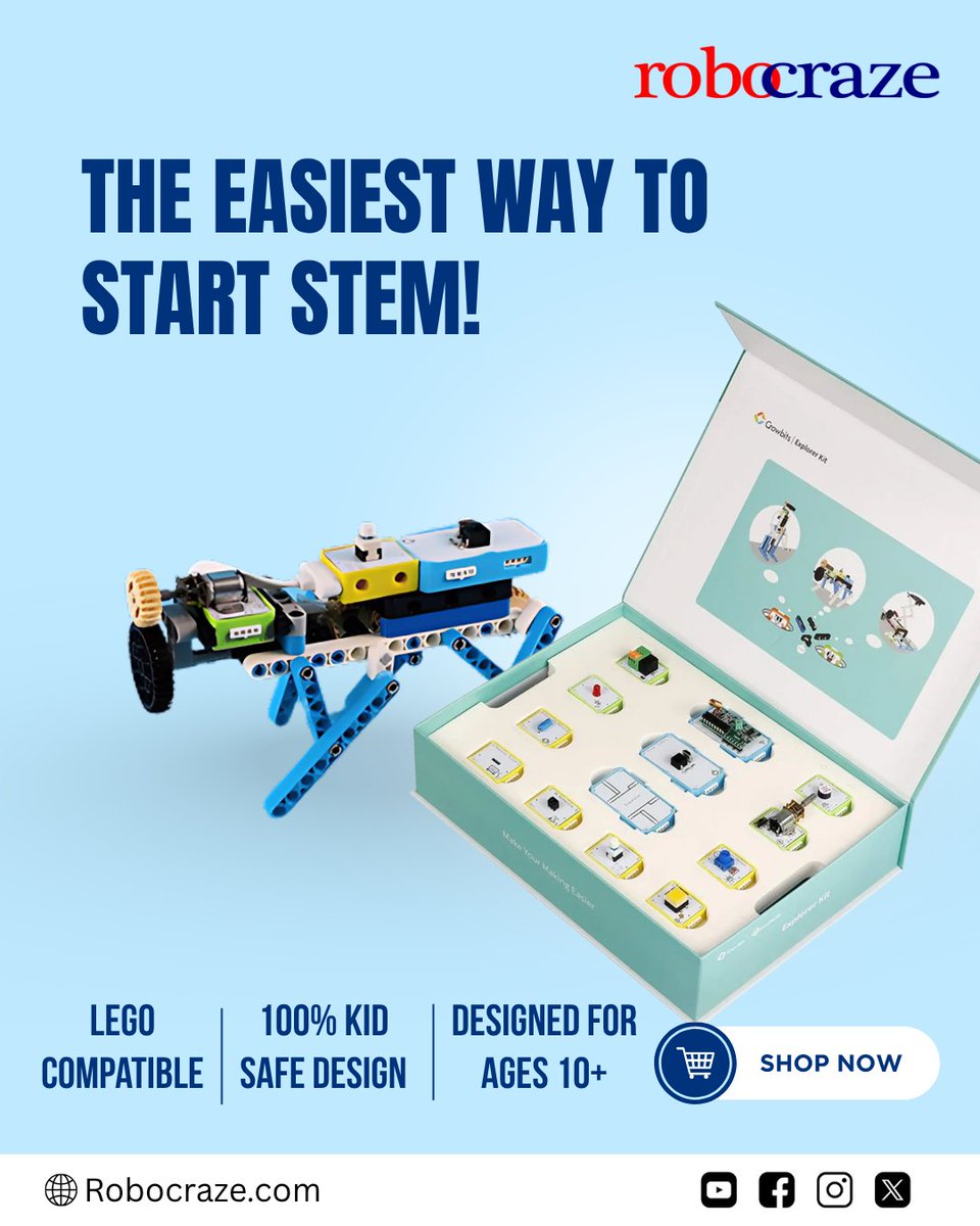 robocraze's tweet image. 🚀 Unlock STEM without code!

Meet the ELECROW Crowbits Explorer Kit - plug &amp;amp; play, LEGO-compatible, and perfect for kids 10+.

🎮 Learn with graphical programming
💡 Build alarms, games &amp;amp; more
🛒 Buy now at Robocraze.com

#Crowbits #STEMLearning #Robocraze #NoCode