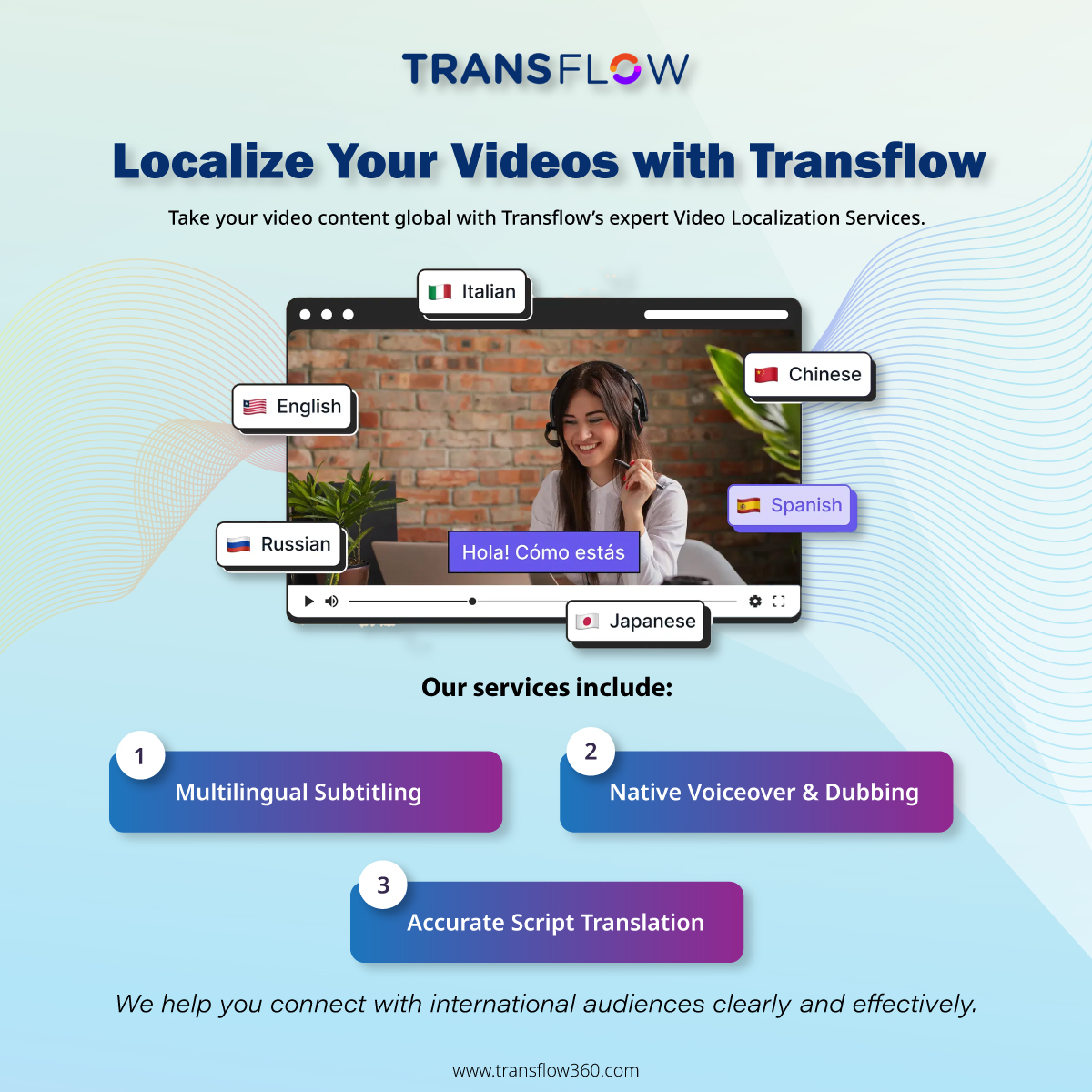 transflow360's tweet image. Looking to expand your reach across borders? Transflow helps you localize your video content for global audiences with precision and cultural sensitivity.
Request a demo: transflow360.com/contact-us/
Contact us: +919908328830
E-mail: Info@transflow360.com
#VideoLocalization