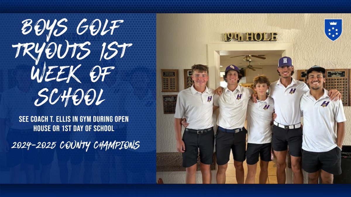 HHS Boys Golf will hold tryouts the 1st week of school. See Coach T. Ellis in gym during open house, or 1st week of school. FHSAA paperwork can be found @ hernandoathletics.com