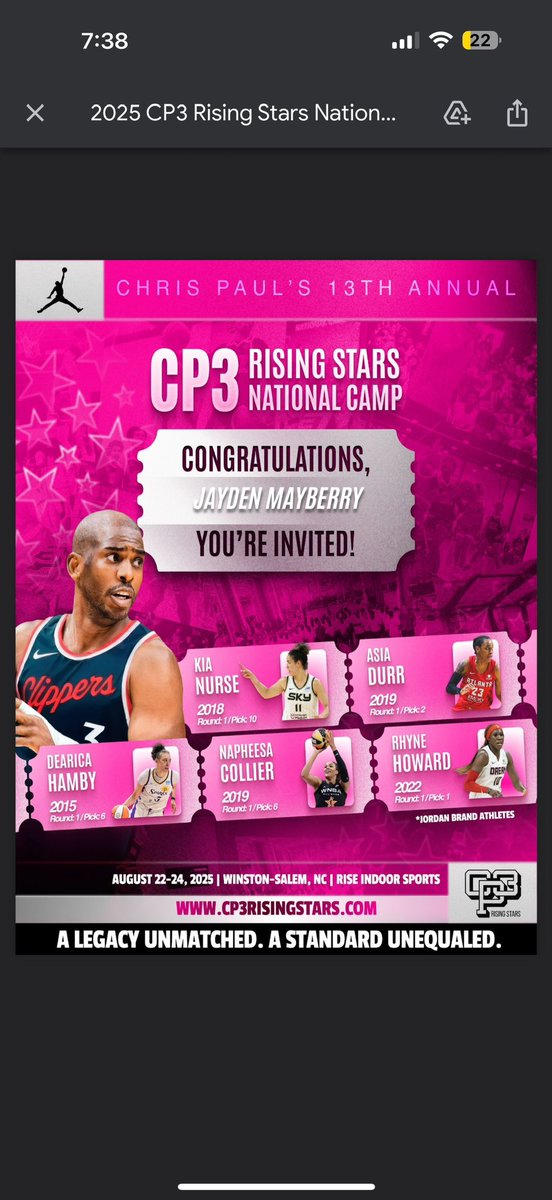 Jayden Mayberry (@jaydenhoops2028) on Twitter photo Thank you <a href="/CP3/">Chris Paul</a> and <a href="/CP3events/">🚀13TH ANNUAL CP3 RISING STARS NATIONAL CAMP🚀</a> for the invite to the 2025 Rising Stars National Camp. I’m honored and excited for this opportunity to grow and compete with top players around the nation! Let’s get to work!! Thank you <a href="/CP3/">Chris Paul</a> and <a href="/CP3events/">🚀13TH ANNUAL CP3 RISING STARS NATIONAL CAMP🚀</a> for the invite to the 2025 Rising Stars National Camp. I’m honored and excited for this opportunity to grow and compete with top players around the nation! Let’s get to work!!