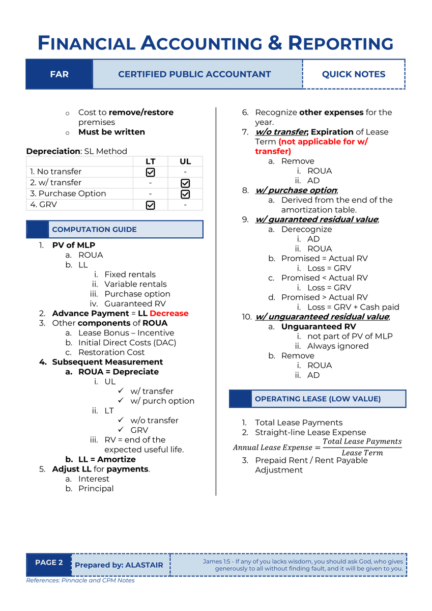alastaircpa's tweet image. [FAR] LEASES - LESSEE'S PERSPECTIVE (QUICK NOTES)