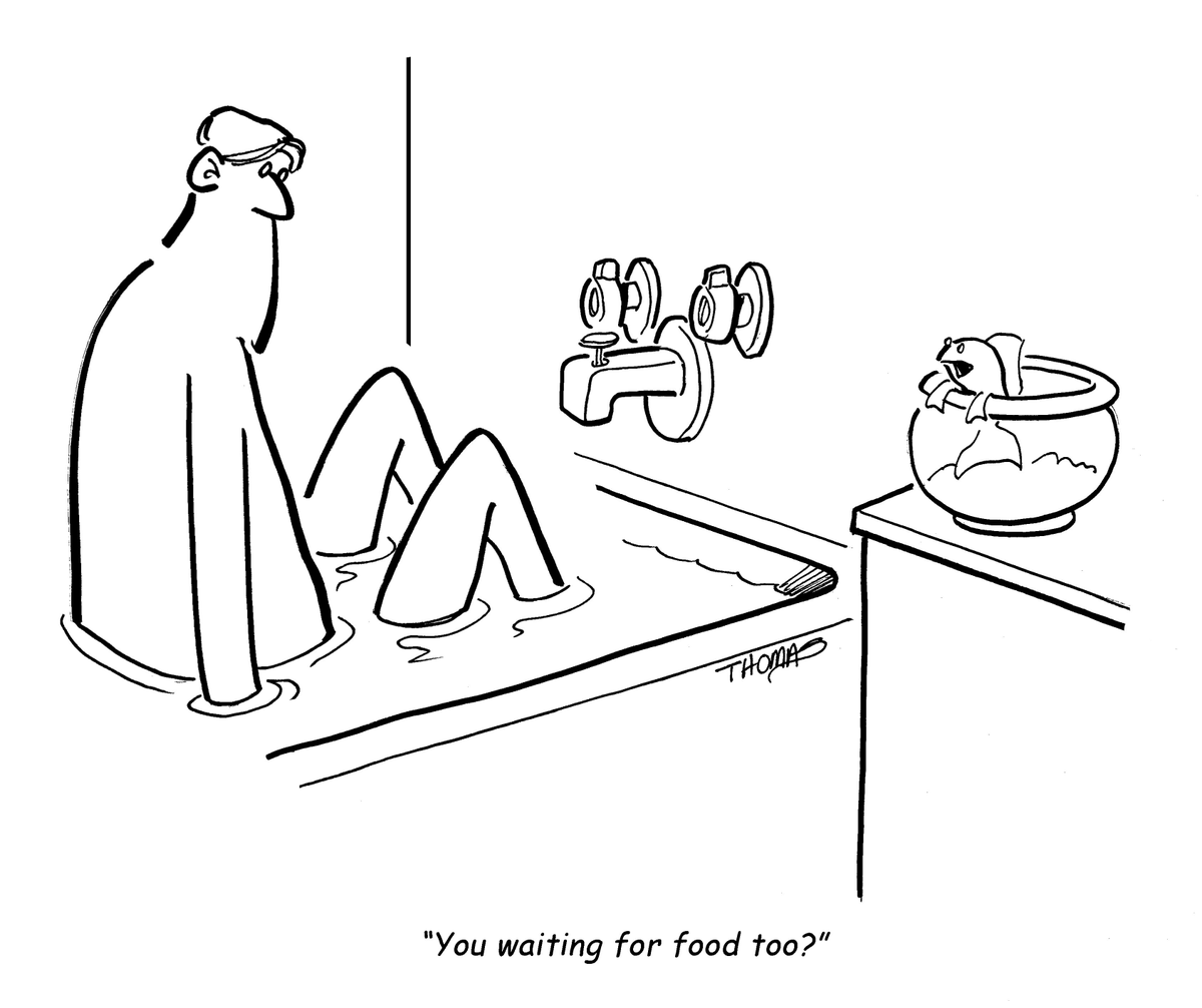 Fish are always thinking about their next meal…

#TropicalFishHobbyist #cartoon #fishhumor
