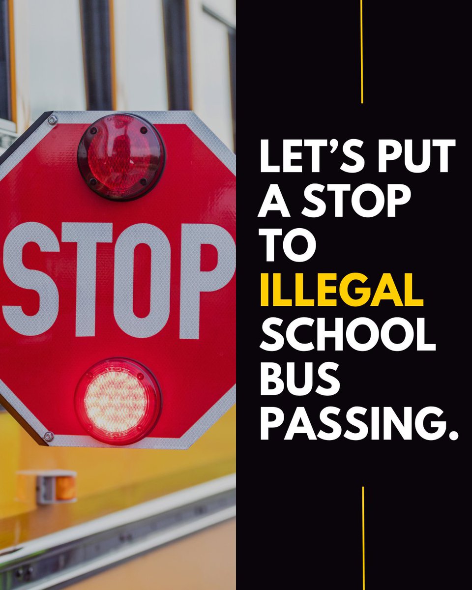 The new school year is right around the corner! Drivers, remind yourselves to watch for school buses. 🚌

In every state, it's illegal to pass a school bus while the stop-arm is extended and the red lights are flashing. 🚍🚨